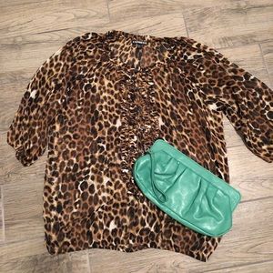 Express leopard print sheer blouse